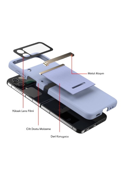 Newface Samsung Galaxy Z Flip 4 Kılıf Belt Flip Kapak - Siyah resmi