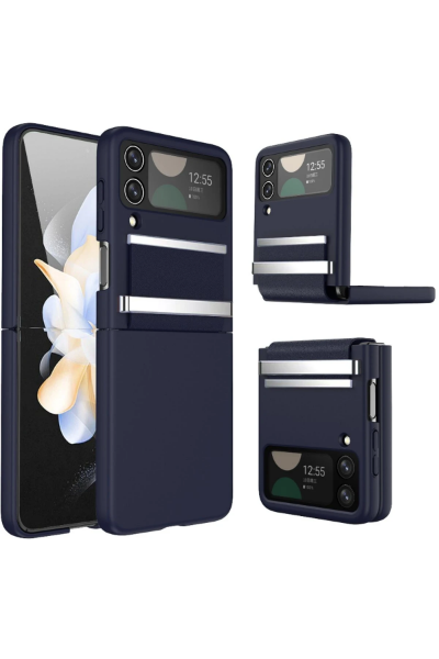 Newface Samsung Galaxy Z Flip 4 Kılıf Belt Flip Kapak - Lacivert resmi