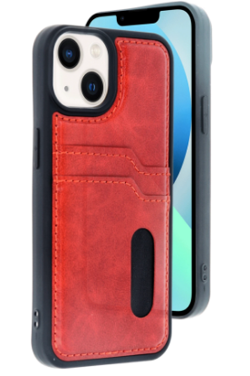 Newface iPhone 14 Kılıf Sara Kartvizitli Deri Kılıf - Kırmızı resmi