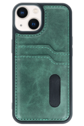 Newface iPhone 14 Kılıf Sara Kartvizitli Deri Kılıf - Koyu Yeşil resmi