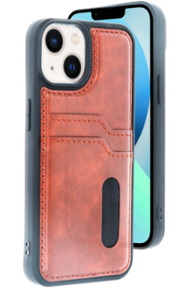 Newface iPhone 14 Kılıf Sara Kartvizitli Deri Kılıf - Taba resmi