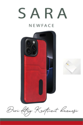 Newface iPhone 16 Kılıf Sara Kartvizitli Deri Kılıf - Lacivert resmi