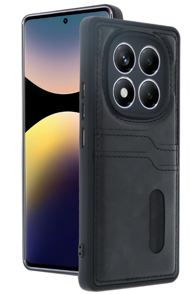Newface Xiaomi Redmi Note 14 Pro 4G Kılıf Sara Kartvizitli Deri Kılıf - Siyah resmi