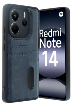 Newface Xiaomi Redmi Note 14 4G Kılıf Sara Kartvizitli Deri Kılıf - Lacivert resmi