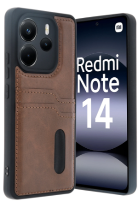 Newface Xiaomi Redmi Note 14 4G Kılıf Sara Kartvizitli Deri Kılıf - Taba resmi