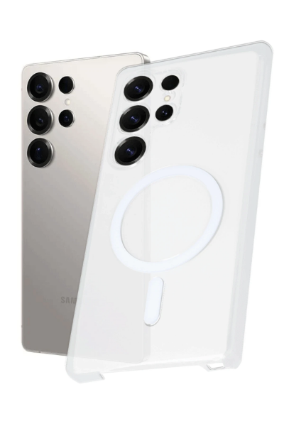 Newface Samsung Galaxy S23 Ultra Kılıf PC Zara Magsafe Şeffaf Kılıf - Şeffaf resmi