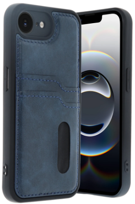 Newface iPhone 16E Kılıf Sara Kartvizitli Deri Kılıf - Lacivert resmi