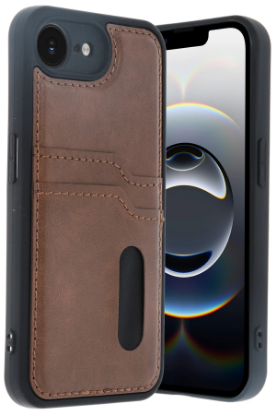 Newface iPhone 16E Kılıf Sara Kartvizitli Deri Kılıf - Taba resmi