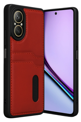 Newface Realme 12 Lite Kılıf Sara Kartvizitli Deri Kılıf - Kırmızı resmi