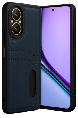 Newface Realme 12 Lite Kılıf Sara Kartvizitli Deri Kılıf - Lacivert resmi