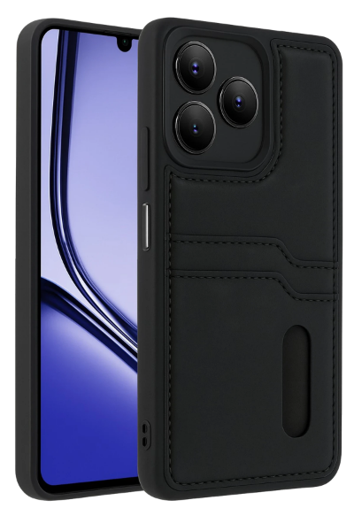 Newface Realme Note 50 4G Kılıf Sara Kartvizitli Deri Kılıf - Siyah resmi