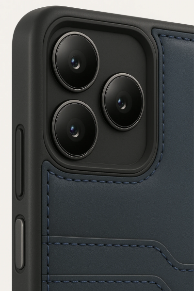 Newface Realme Note 50 4G Kılıf Sara Kartvizitli Deri Kılıf - Lacivert resmi
