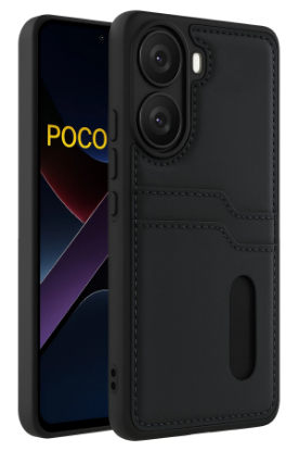 Newface Xiaomi Poco X7 Pro Kılıf Sara Kartvizitli Deri Kılıf - Siyah resmi