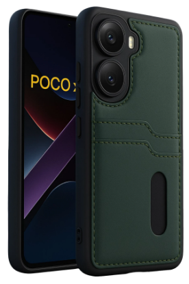 Newface Xiaomi Poco X7 Pro Kılıf Sara Kartvizitli Deri Kılıf - Koyu Yeşil resmi