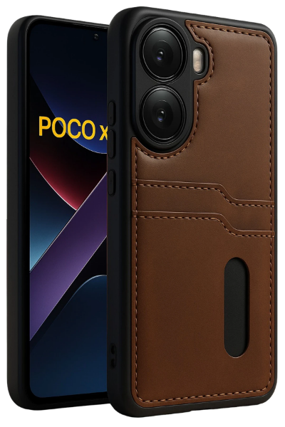 Newface Xiaomi Poco X7 Pro Kılıf Sara Kartvizitli Deri Kılıf - Taba resmi