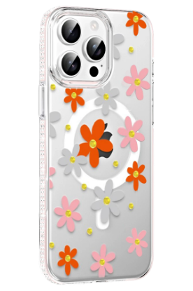 Joko Apple iPhone 14 Pro Max Floral Magsafe Kapak - Turuncu resmi