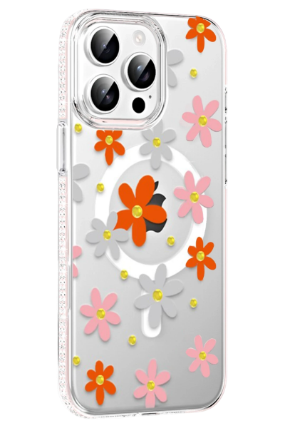 Joko Apple iPhone 14 Pro Max Floral Magsafe Kapak - Turuncu resmi