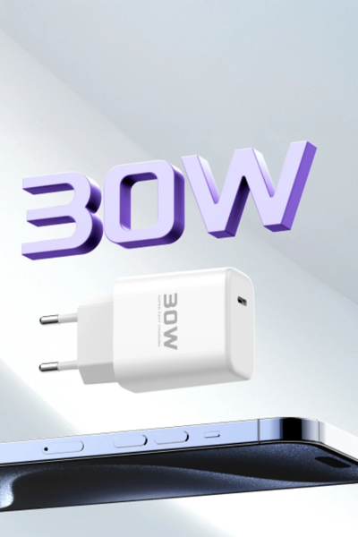 Joko JK89 30W Type-C Çıkışlı Ekstra DC67 1M Type-C to Type-C Kablolu PD Şarj Cihazı - Beyaz resmi