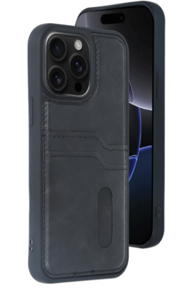 Newface iPhone 14 Pro Max Kılıf Sara Kartvizitli Deri Kılıf - Siyah resmi