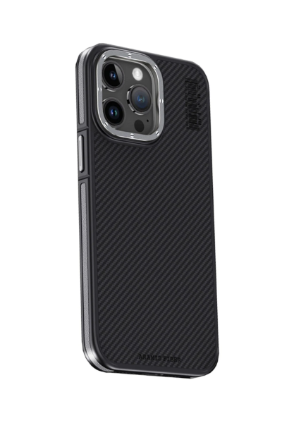 Joko iPhone 15 Pro Kılıf Aramid 600D Kevlar Karbon Fiber Magsafe Kapak - Gri resmi