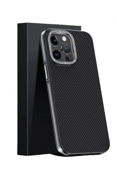 Joko iPhone 15 Pro Kılıf Aramid 600D Kevlar Karbon Fiber Magsafe Kapak - Gri resmi