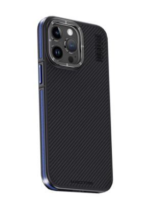 Joko iPhone 15 Pro Kılıf Aramid 600D Kevlar Karbon Fiber Magsafe Kapak - Lacivert resmi