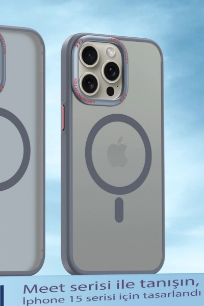 Movenchy iPhone 14 Pro Max Kılıf Radyant Magsafe Kapak - Titan Gri resmi
