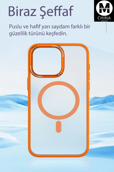 Movenchy iPhone 15 Kılıf Radyant Magsafe Kapak - Turuncu resmi