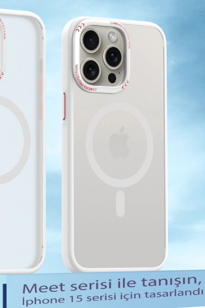Movenchy iPhone 15 Pro Kılıf Radyant Magsafe Kapak - Beyaz resmi