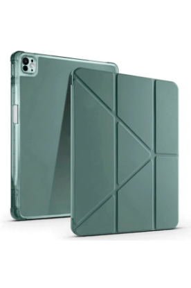 Newface iPad Pro 13 (2024) Kılıf Kalemlikli Mars Tablet Kılıfı - Koyu Yeşil resmi