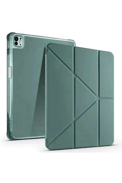 Newface iPad Pro 13 (2024) Kılıf Kalemlikli Mars Tablet Kılıfı - Koyu Yeşil resmi