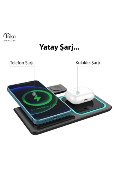 Konfulon Q09 Kablosuz Şarj Masaüstü Set - Siyah resmi