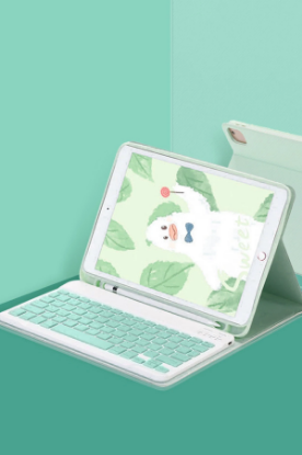 Newface iPad Air 11 (2024) Kılıf KC01 Smart Klavyeli Tablet Kılıfı - Açık Yeşil resmi
