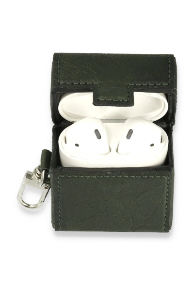 Newface Airpods 2 (2.nesil) Deri Kılıf - Haki Yeşil resmi