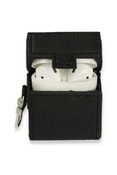 Newface Airpods 2 (2.nesil) Deri Kılıf - Siyah resmi