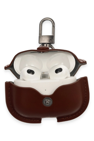 Newface Airpods 3 (3.nesil) Çanta Deri Kılıf - Kahverengi resmi