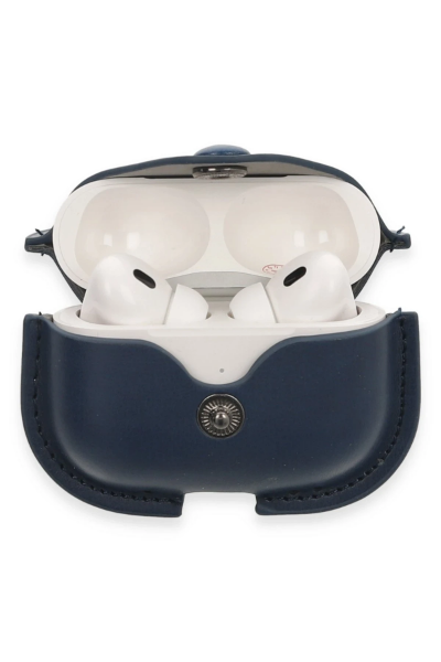 Newface Airpods Pro 2 (2.nesil) Çanta Deri Kılıf - Lacivert resmi