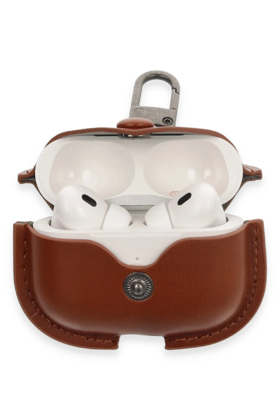 Newface Airpods Pro 2 (2.nesil) Çanta Deri Kılıf - Taba resmi